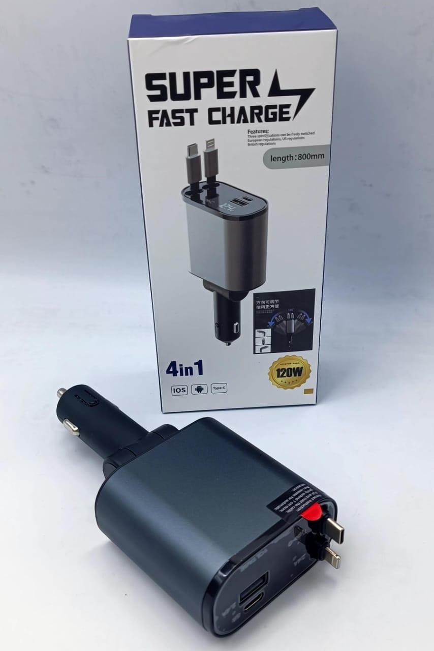 4-in-1 Retractable Charging Cable – Fast Multi-Device USB Charger for iPhone, Android, Type-C & Micro USB